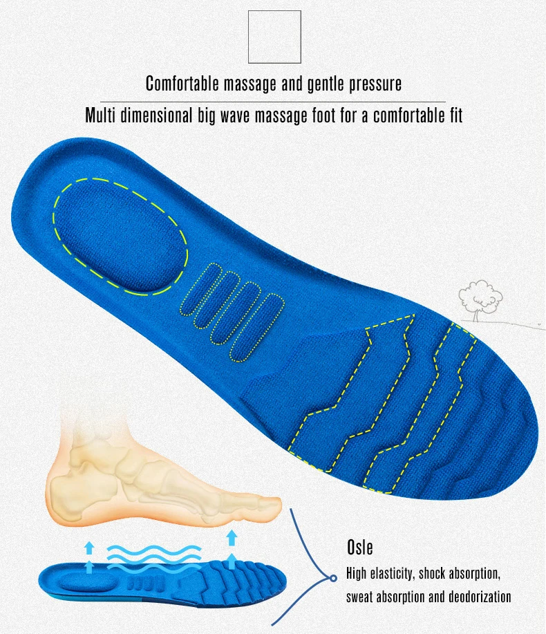 1 пара стельки из пены с эффектом памяти, спортивные амортизирующие дышащие массажные мягкие стельки, удобные эластичные стельки для мужчин и женщин