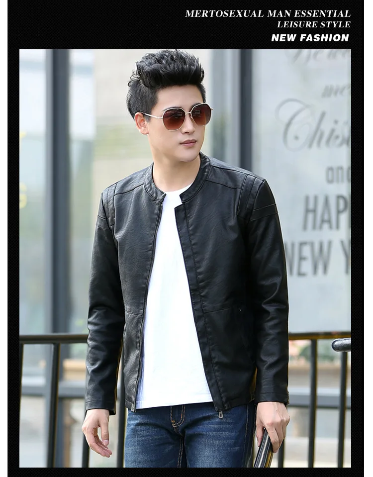New Style Fashion Slim Fit Leather Coat Casual Versatile Men Jacket Korean-style Trend Short Spring MEN'S Coat