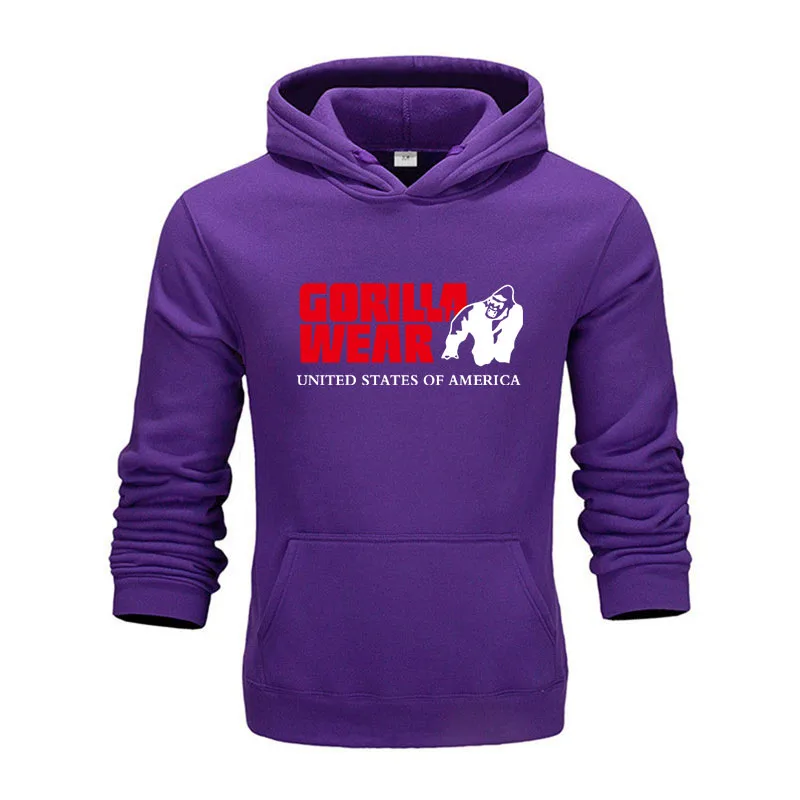 Бренд Gorilla wear, Красочные мужские хип-хоп уличные однотонные флисовые мужские толстовки, Мужская Утепленная одежда, Зимние толстовки, свободная толстовка