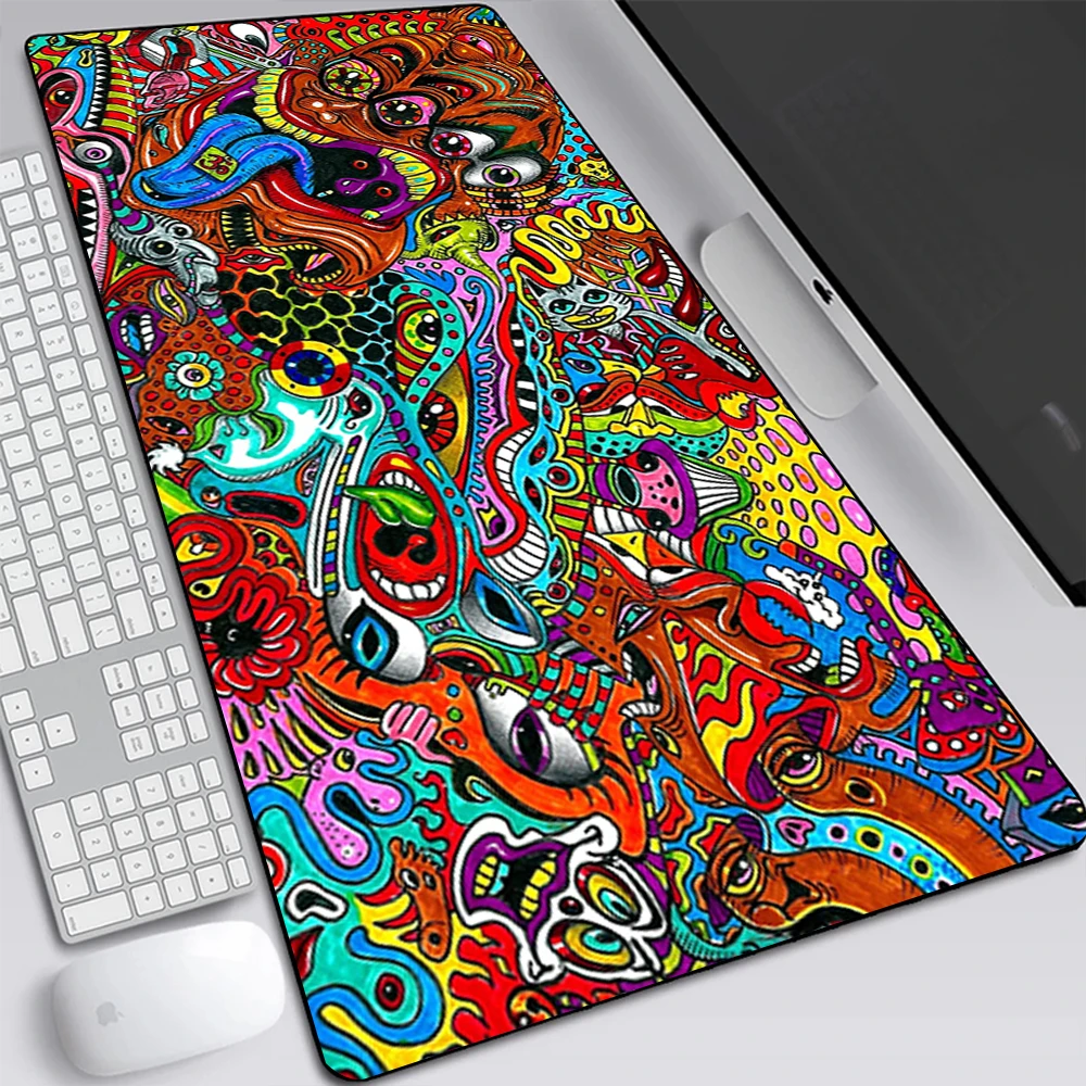 Trippy Psychedelic Weed Large Gaming Mouse Pad Computer Laptop Mousepad