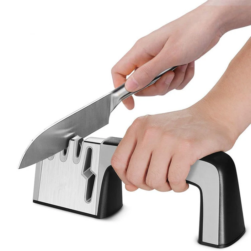 LOOZYKIT 4-in-1 Knife Sharpener Diamond Coated&Fine Ceramic Kitchen Knife Shears Scissors Sharpening Tools Non-slip Base