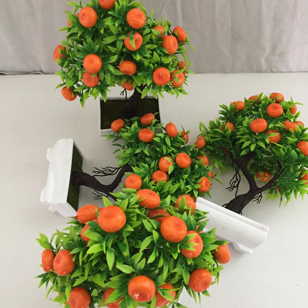 1Pc Artificial Orange Tree Bonsai Potted Plant Landscape Party Home Garden Decor
