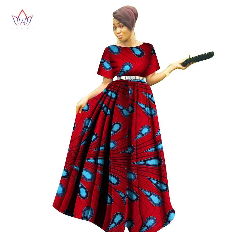 Модные женские Лоскутные Анкара Длинные платья-пачки Базен Riche африканские платья с принтом для женщин одежда в африканском стиле WY3122 - Цвет: 19
