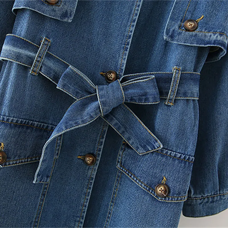Oversize Denim Trench Coat Women Spring Autumn