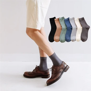 

Simple Business Solid Colors Crew Socks Men 100 Combed Cotton Skate Ski Moisture Wicking Sports White Long Thick Thermal Socks