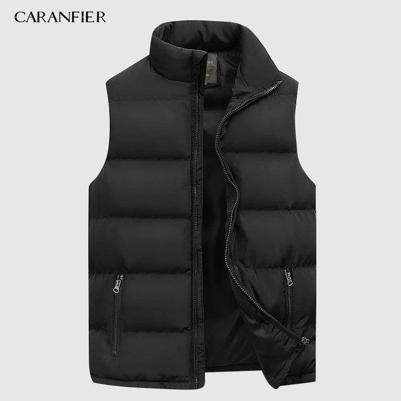 801 Vest Black Мужская парка CARANFIER, Прямая поставка, модная мужская зимняя куртка, пальто с капюшоном, теплое мужское зимнее пальто, повседневное облегающее Мужское пальто - Цвет: 801 Vest Black