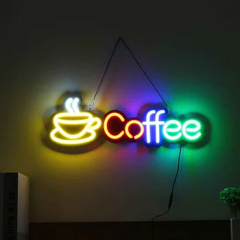 

Neon Sign LED Light Tube Handmade Visual Artwork Coffee Bar Club Wall Decoration hang Chain Neon Bulbs Commercial Lighting