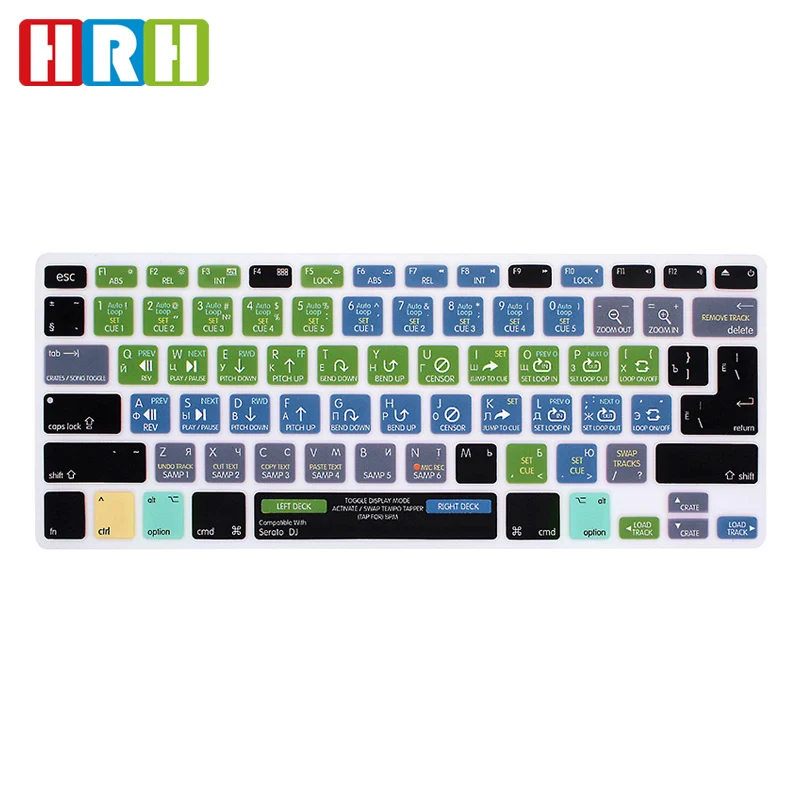 

HRH Serato DJ Russian Functional Hot Keys Silicone Keyboard Cover Skin for MacBook Air Pro Retina 13"15"EU/US Keyboard Protector