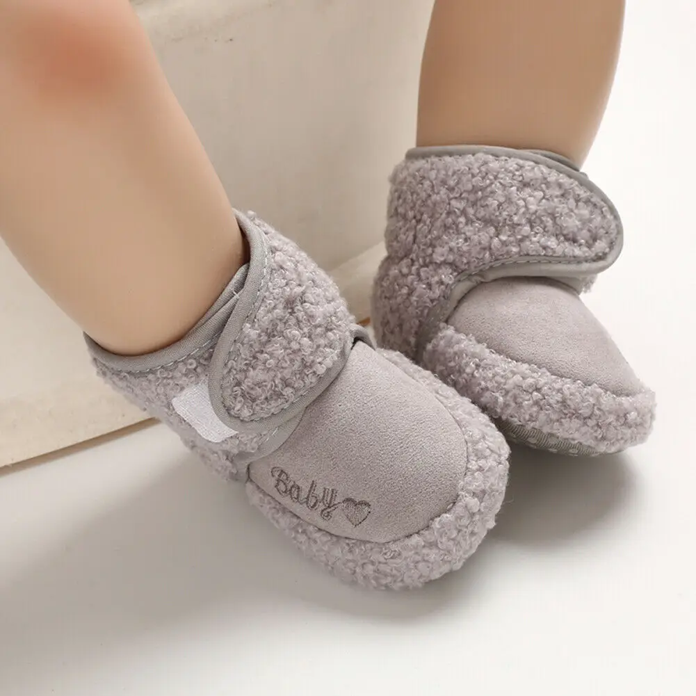 Теплые зимние ботинки для маленьких мальчиков и девочек от 0 до 18 месяцев хлопковая обувь с мягкой подошвой - Цвет: Серый