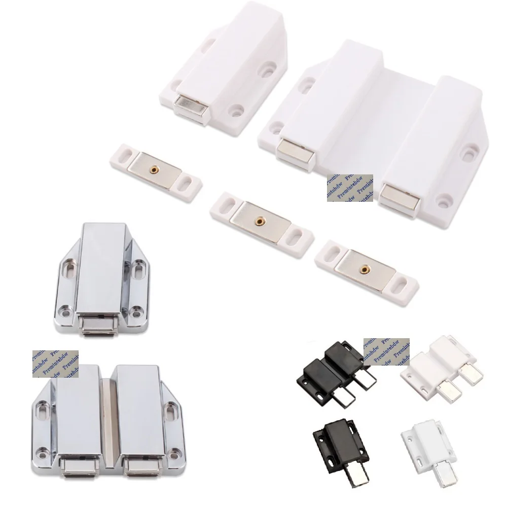 4Pcs Black White Chrome Touch Push to Open Release Magnetic Latch Catch Single Dual Magnet Tip Plastic Zinc Alloy Cover