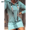 Warm Winter Hooded Hoodies Dresses Pockets Long Sleeve Casual Mini Dress Sportwear Women Clothings Plus Size Hoody Dress GV369 ► Photo 3/6