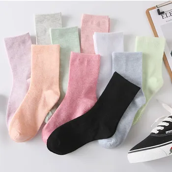 

Solid Color Cotton Socks For Women 10 Pairs/Pack Candy Color Casual Floor Socks Set Breathable &Sweat Absorbed Socks 5 Pairs
