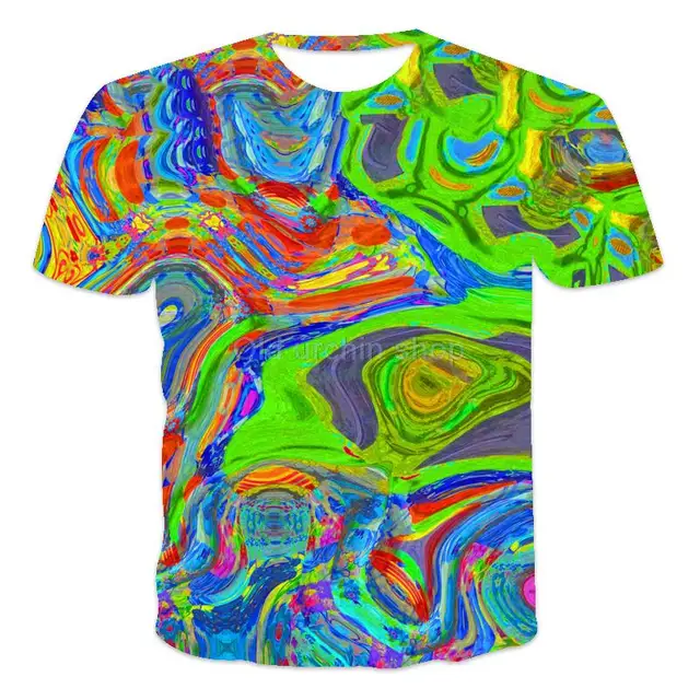 Colorful 3d graffiti printing men's T-shirt fashion tops 2021 summer casual breathable retro style cost-effective summer T-shirt wms060