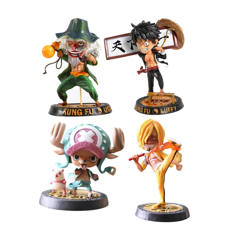 

4 Styles Anime One Piece Japanese Anime Kung Fu Luffy Sanji Chopper Usopp PVC Action Figure Toys Collectible Car Decor