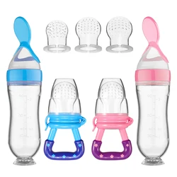 Bouteille à presser en Silicone, cuillère, biberon, nouveau né, bébé, formation, boisson, vaisselle sûre, formation 