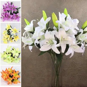 

Artificial Lily Flores Flowers Fake 10PCS Heads Flowers Decoration