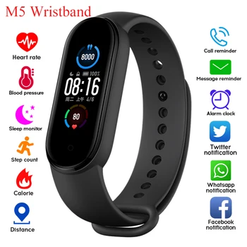 

M5 Smart Watches Bluetooth Bracelet Sport Fitness Tracker Pedometer Heart Rate Monitor Smart Call Wristband for Android IOS