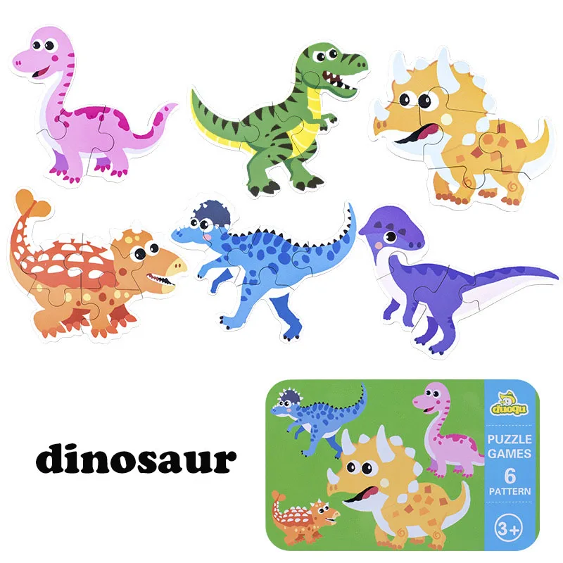 Kids Creative Wooden Puzzle Iron Box Kindergarten Baby Early Education Cartoon Animal Traffic Puzzle Cognitive Interactive Game 8