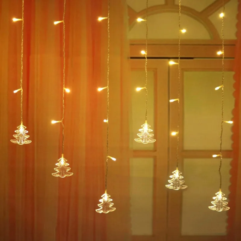 Рождественский Декор, наружный струнный светильник, гирлянда 96LED, яркий цвет, лампа для свадьбы/вечерние/занавески/садовые уличные гирлянды, украшения