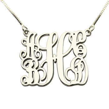 

AILIN 5 Initials Monogram Necklace 925 Silver Personalized Monogrammed Name Necklace 1.2 Inches Nameplate Chain Necklace