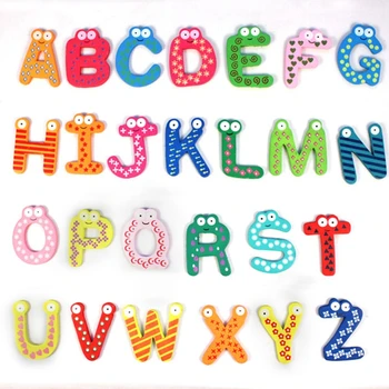 

Cartoon Letters Fridge Magnet Wooden kid Baby Educational Toy Alphabet Refrigerator Stickers Children Early Education Toys Gift