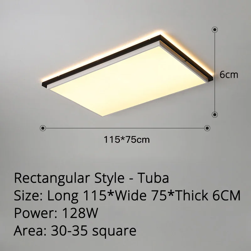 115x75x6cm 128w Новое поступление RC современные светодиодные потолочные светильники для гостиной, спальни, кабинета, черный и белый цвет, Регулируемый потолочный светильник, светильники - Цвет корпуса: 115x75x6cm 128w