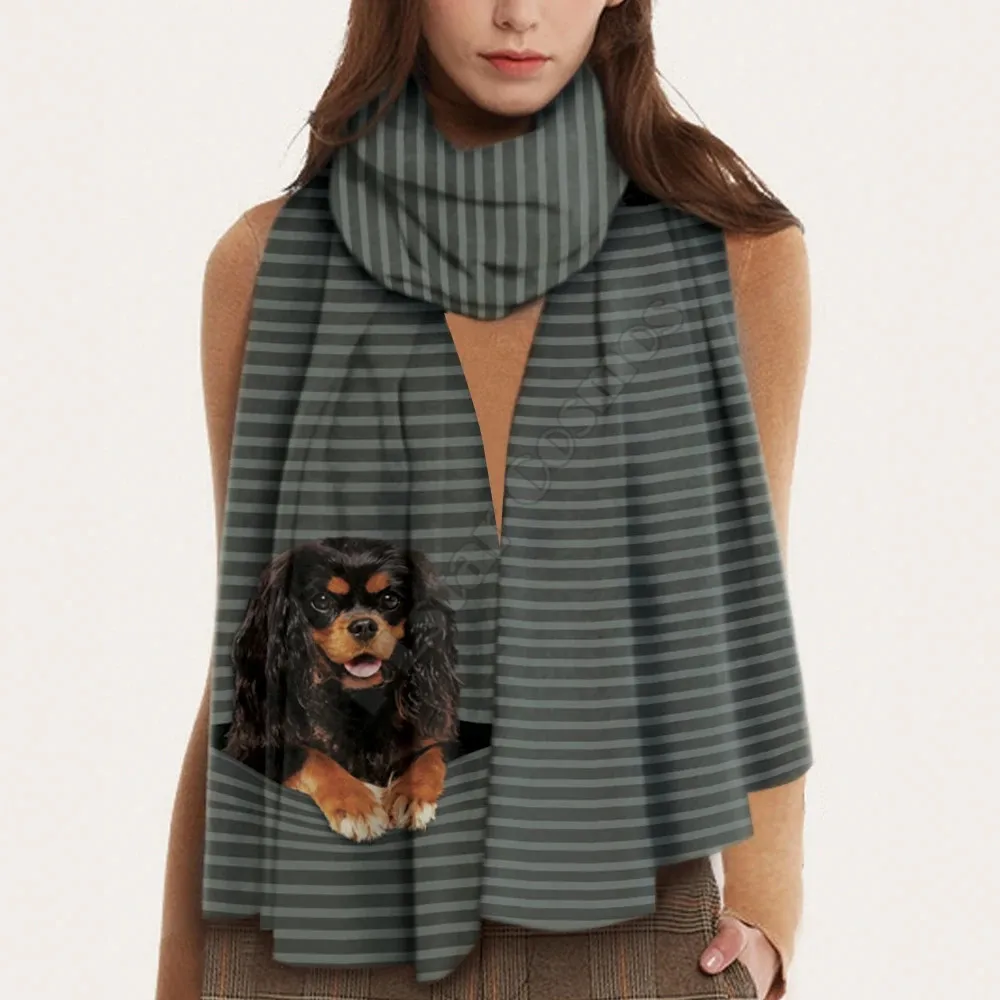 

Keep You Warm Cavalier King Charles Spanie 3D Printed Imitation Cashmere Scarf Autumn And Winter Thickening Warm Shawl Scarf