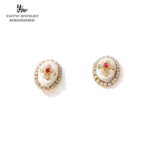 YMYW 16 золотые овальные натуральные жемчужные цветы Красивые серьги-гвоздики романтические роскошные стразы серьги для женщин подарок на день рождения Brincos