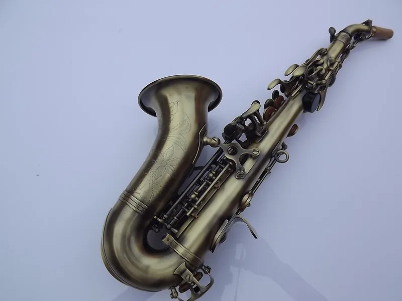Сопрано-саксофон Bb sax Античная Медная поверхность музыкальный инструмент