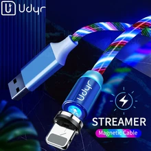 Cabo magnético de led udyr para carregamento rápido, fio micro usb tipo c para iphone, samsung, xiaomi cabo usb usb