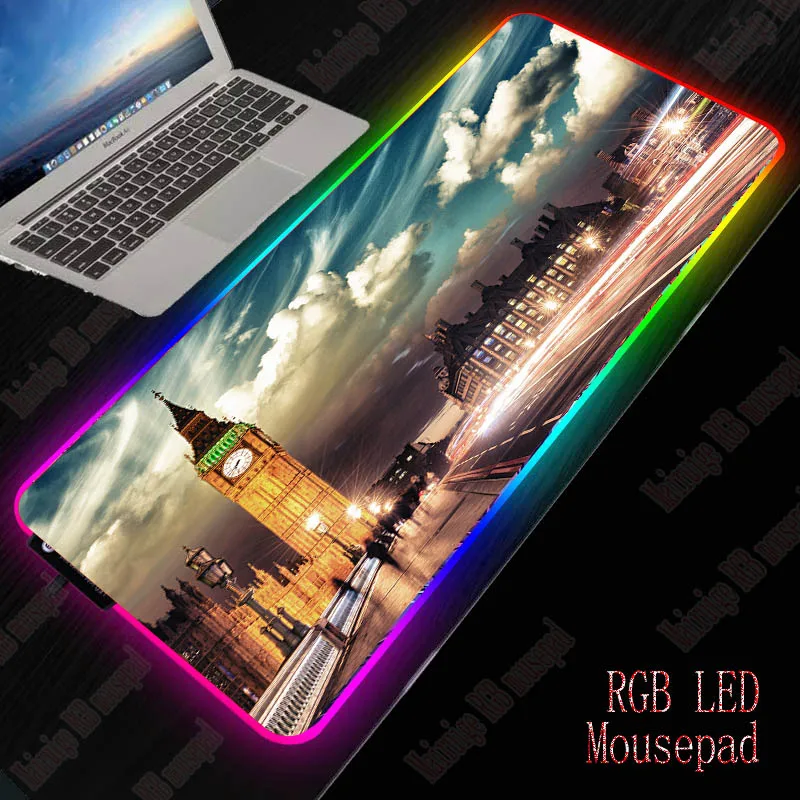 Ben Big Cities Clouds England RGB Large Gaming Mouse Pad 900x400/350X600mm LED Lighting Mousepad Gamer Computer Desk Mat XXL | Компьютеры