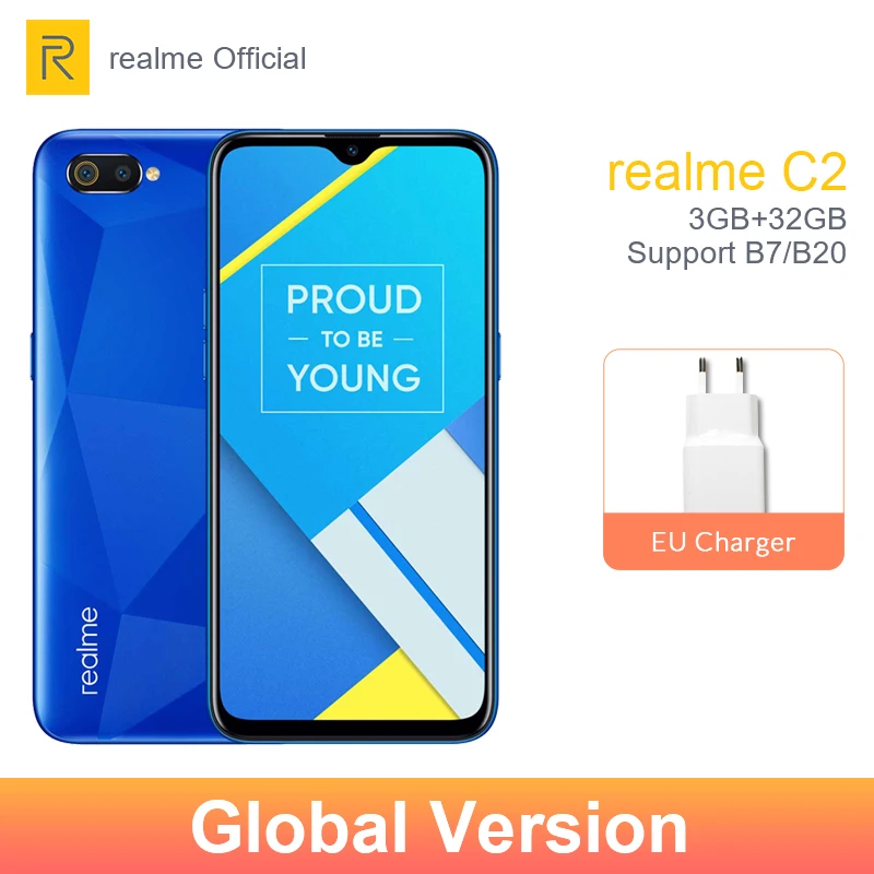 Global Version realme C2 3GB 32GB Mobile Phone Helio P22 Octa Core 6.1&quot Full Screen 4000mAh Battery Android 9 oppo Smartphone |