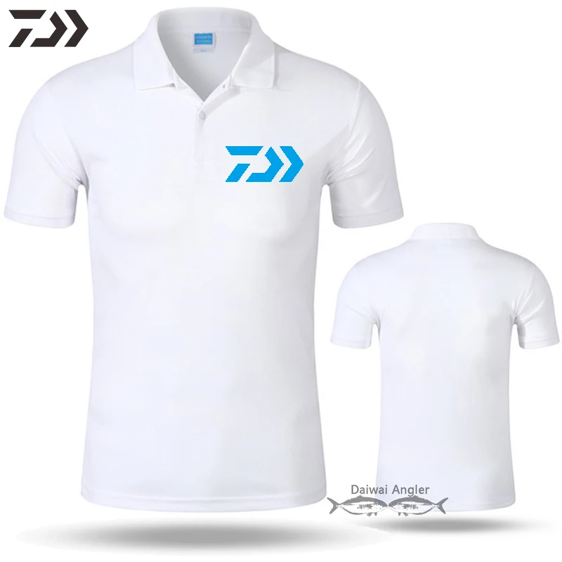 Daiwa хлопковая футболка для рыбалки дышащая быстросохнущая рыболовная короткая мужская спортивная одежда для альпинизма на открытом воздухе с принтом с воротником-стойкой