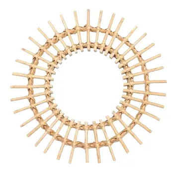 

NEW-Rattan Round Makeup Mirror Innovative Art Decoration Dressing Bathroom Wall Hanging Mirrors Crafts