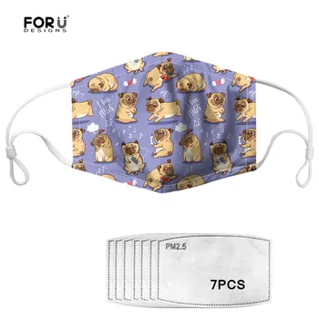 

FORUDESIGNS Mask with 7 Filters Cute Funny Pug Pupies Design Mouth Mask for Women&Men&Kids Washable Reusable Mouth Cover Masks