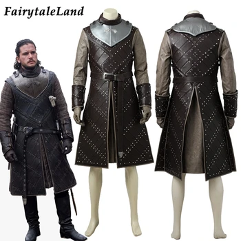 

Game of Thrones Jon Snow Costume Cosplay Superhero Halloween Adult Men Party Clothing Ice and Fire season 7 Winter Outfit
