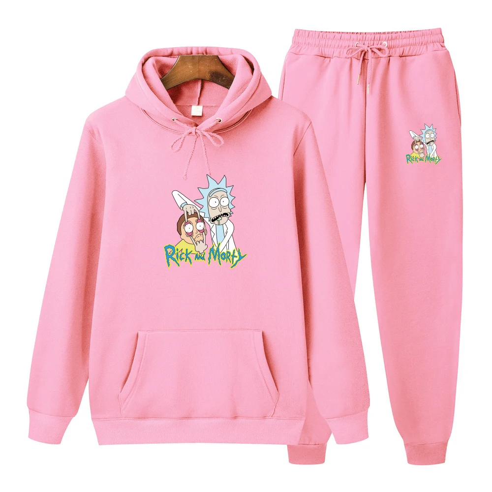 

rick morty Hoodie Men Sweatshirt Sets Print pattern fashion 2020 Brand pullover Causal Tracksuit Pants Suit Thicken