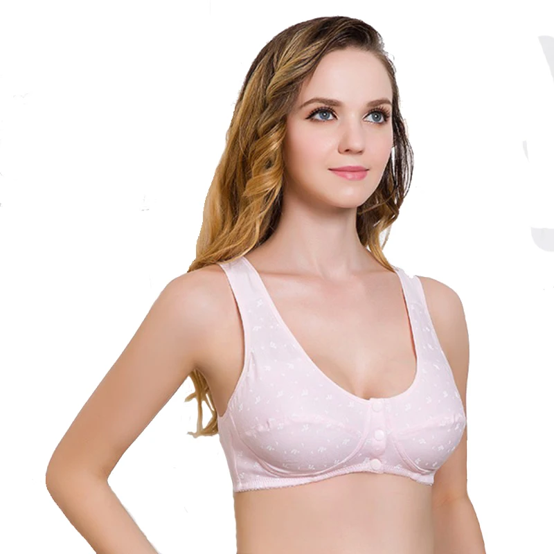 

Maternity Cotton Wire Free Nursing Bra Tops Breastfeeding Front 3 Buttons Comfort Pregnant Feeding Nursing Bras