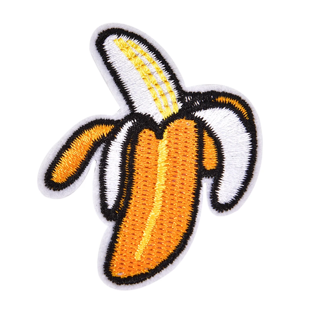 Embroidered Iron on Patches Fruit Banana DIY Apparel Accessory Garment cloth shoe bag Stickers Appliques 4.6x5.4cm