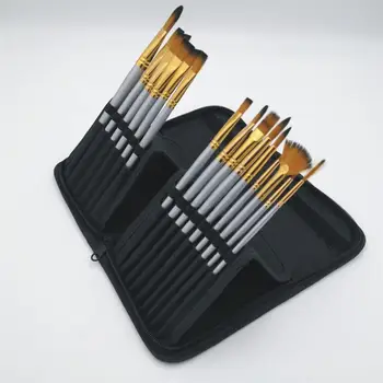 

1Pc Roll-up Pencil Bag 15 Slots Paint Brush Holder Durable Canvas Holder Rollup for Artist Watercolor Oil Paint Brushes Tools