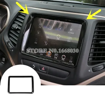 

Interior Dashboard GPS Navigation Trim Cover Black For Jeep Cherokee 2014-2016