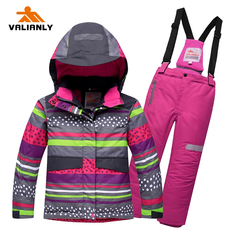 

2020 Winter Kids Girls Snowsuit Ski Sets Warm Hooded Girls Ski Suit Ski Jacket Pants Outdoor Children Waterproof Snowboard Suits