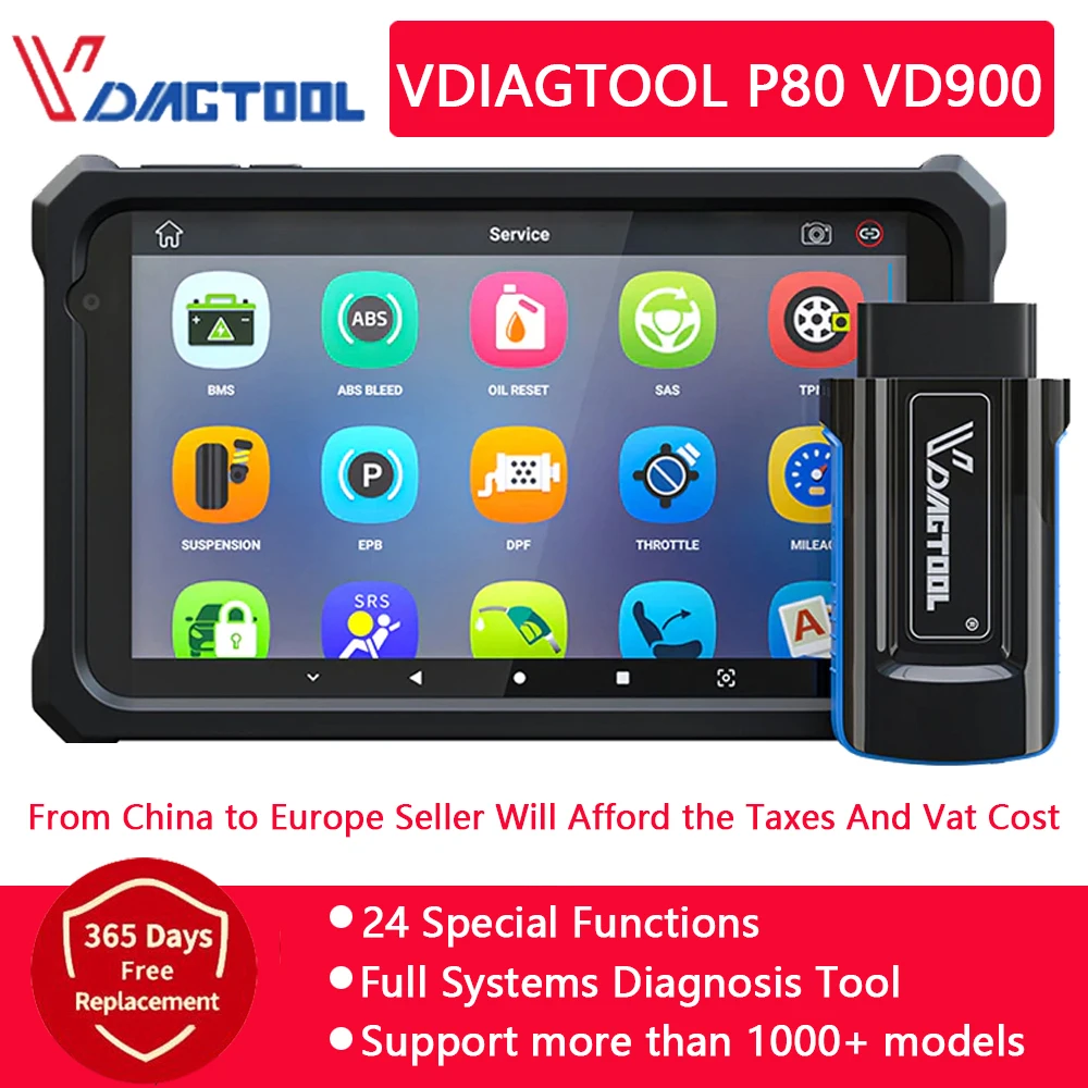 VDIAGTOOL P80 VD900 OBD Scanner Full System OBD2 Automotive Professional ABS Oil EPB DPF Reset EURO Car Diagnostic Tool |