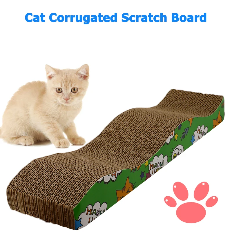 

Cat Kitten Paper Cardboard S-Shaped Corrugated Scratch Board Pad Scratcher Bed Mat Claws Care Grinding Nails Cat Scratching Toys