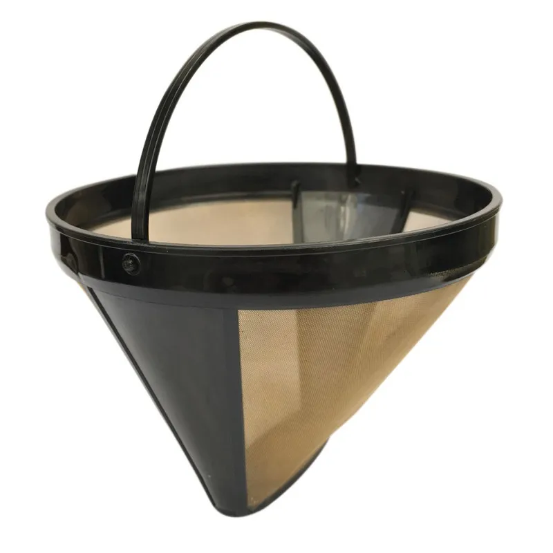 

Stainless Steel Coffee Filter Washable Reusable Coffee Filter Cone-Style Refillable Gold Mesh Cafe Maker Tool For Home Kitchen