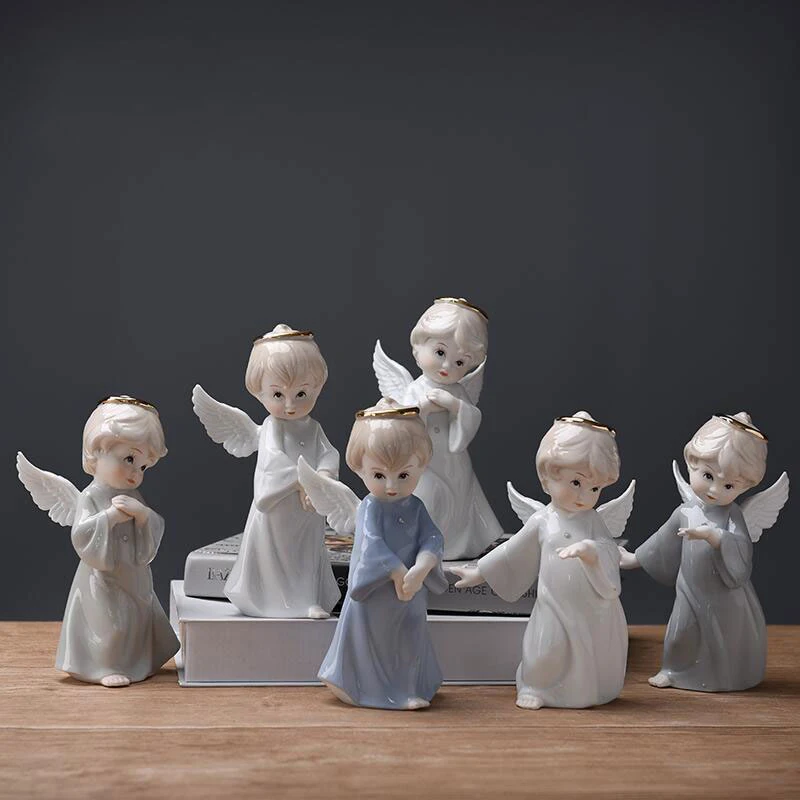 

Europe Ceramic Angel Doll Miniature Figurines Home Furnishing Lovely Crafts Ornaments Home Wedding Decoration Christmas Gift