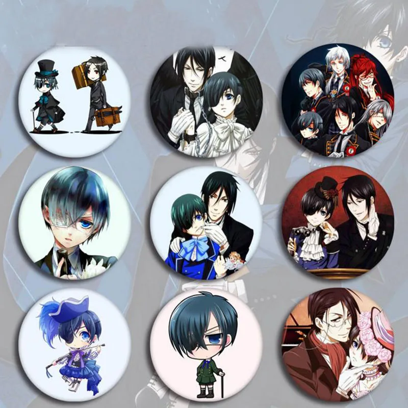

5 Pcs Kawaii Black Butler Cosplay Badge Ciel Cartoon Brooch Pins Sebastian Collection Bags Badges Button Clothes Gift Toys