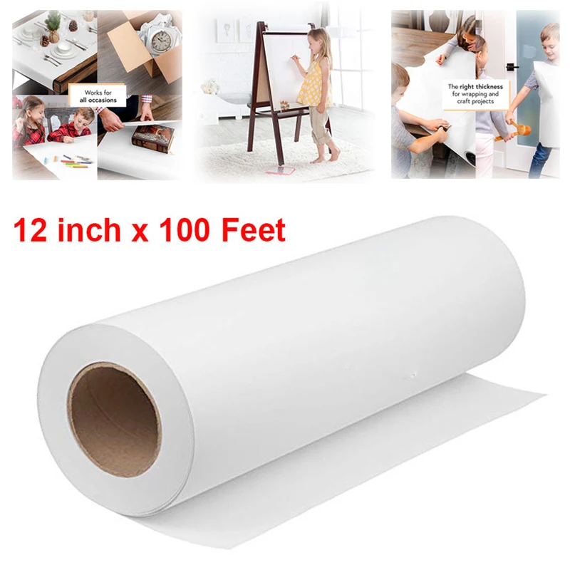 12 дюймов 100 футов белая бумага для рисования рулон крафт-бумаги рулоны для детей ремесло деятельности и живописи искусства Акварельная бумага