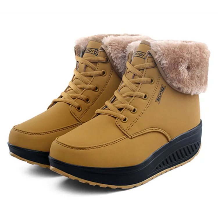 Women Boots Hot Ankle Boots Platform Snow Boot Female Winter Shoes Woman Warm Plush Swing Shoes Waterproof Short Booties - Цвет: yellow