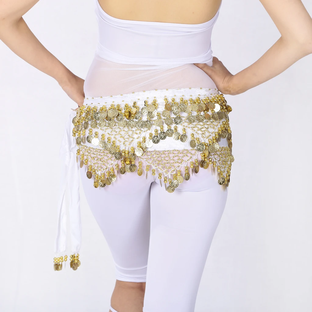 Women's Tassel Belly Dance Hip Scarf Hip Skirt Waist Chain With Gold Coins